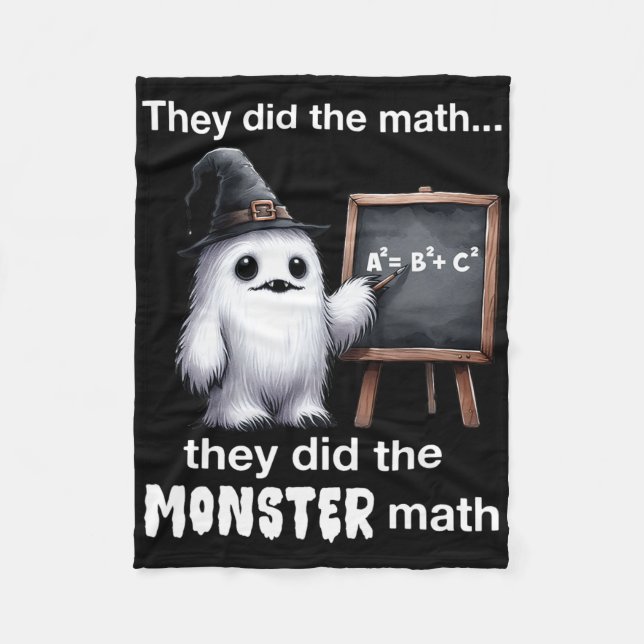 They Did The Monster Math Yeti Funny Halloween Tea Fleece Blanket (Front)