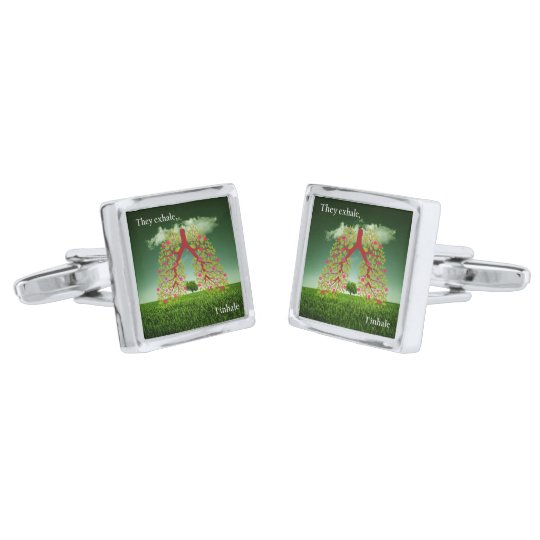They exhale, I inhale Silver Finish Cuff Links