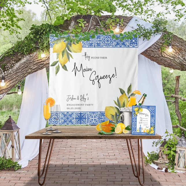 They Found Main Squeeze Lemon Tile Shower Welcome Tapestry (Creator Uploaded)