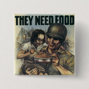 They Need Food ~ Plant More Beans 15 Cm Square Badge