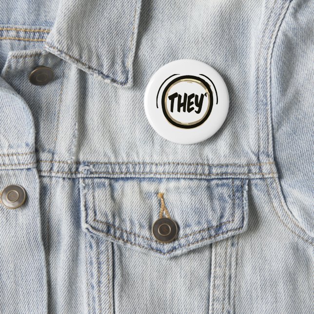 THEY Pronoun Rainbow Circle Pride  6 Cm Round Badge (In Situ)