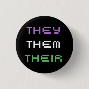 they pronouns 3 cm round badge