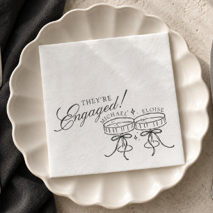They’re Engaged Champagne Coupe Sketch Engagement Napkin