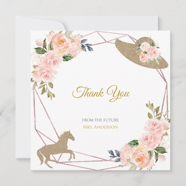They’re Off to the Altar! Derby Theme Wedding Thank You Card (Front)