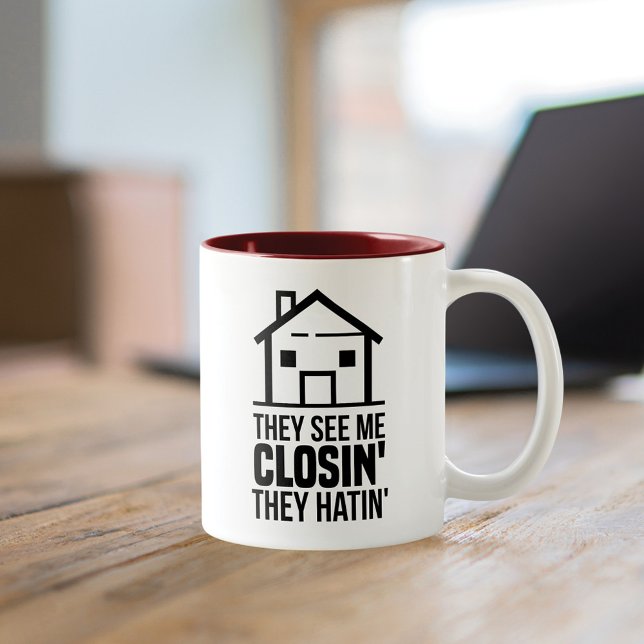 They See Me Closing Real Estate Agent Two-Tone Coffee Mug (Creator Uploaded)