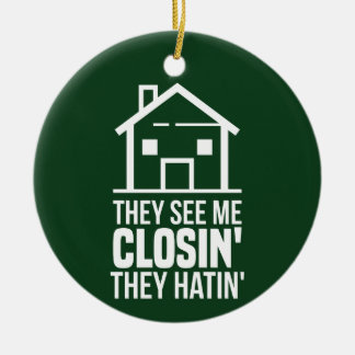 They See Me Closing Realtor Estate Agent Green Ceramic Tree Decoration