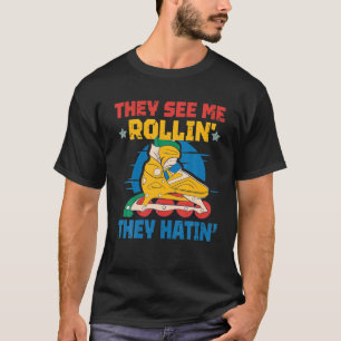 They See Me Rollin' They Hatin' Retro Skate Shoes T-Shirt
