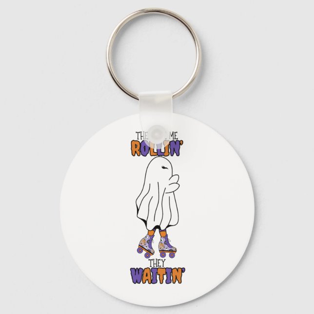 They see me rollin' they waitin' Retro Ghost Key Ring (Front)
