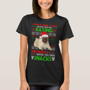 They See You When You're Eating Pug Santa Ugly Xma T-Shirt