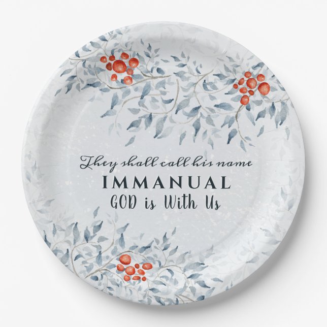 They shall call His name Immanuel, Christmas Paper Plate (Front)