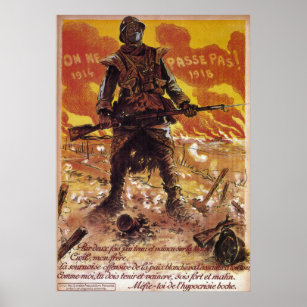 They Shall Not Pass ~  France ~ World War I 1918 Poster