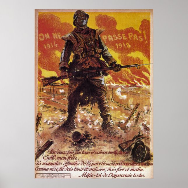 They Shall Not Pass ~  France ~ World War I 1918 Poster (Front)