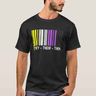 They Their Them Barcode Non Binary Flag Agender Pr T-Shirt