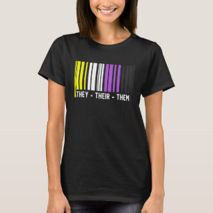 They Their Them Barcode Non Binary Flag Agender Pr T-Shirt