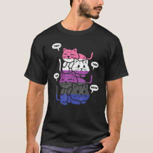 They Their Them Meow Cats Pronouns Lgbtq Genderflu T-Shirt
