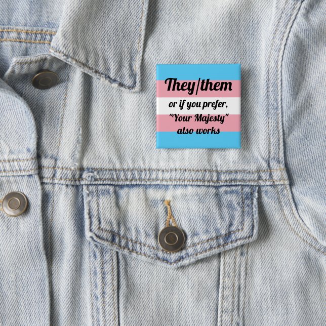They/them 15 Cm Square Badge (In Situ)