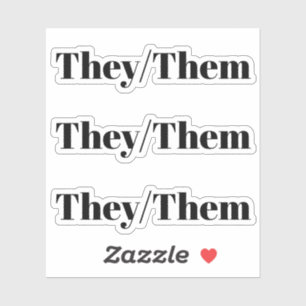 They, Them, black letters - 3 stickers per sheet