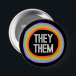 THEY THEM Colorful Gender Rainbow Circle Pronouns 7.5 Cm Round Badge<br><div class="desc">Decorate your outfit with this cool art button. Makes a great  gift! You can customize it,  change colors,  fonts,  and add text too. Check my shop for lots more colors and patterns! Let me know if you'd like something custom too.</div>