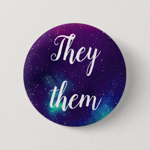 They/Them Customisable Galaxy Pronoun 6 Cm Round Badge