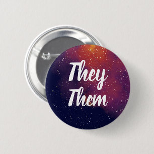 They/Them Customisable Galaxy Pronoun 6 Cm Round Badge