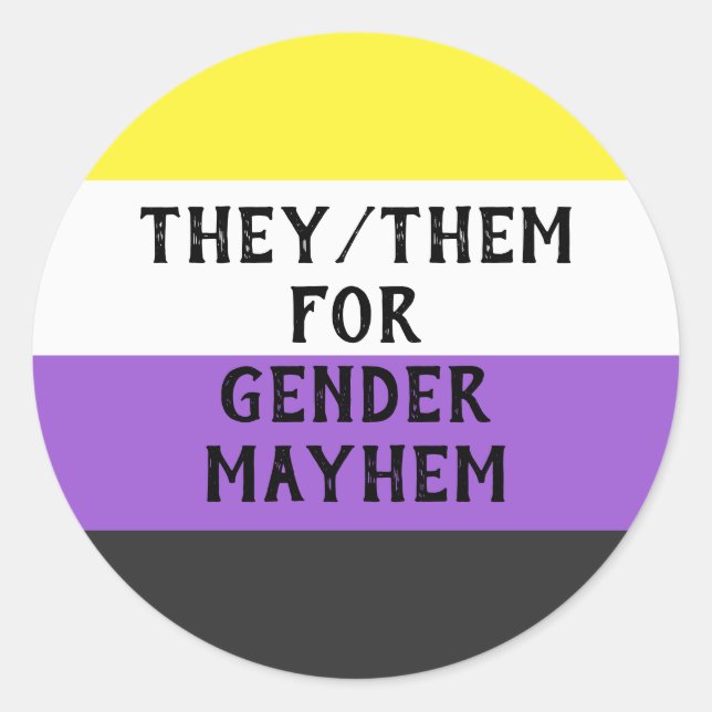 They/Them for Gender Mayhem Sticker (Enby flag) (Front)