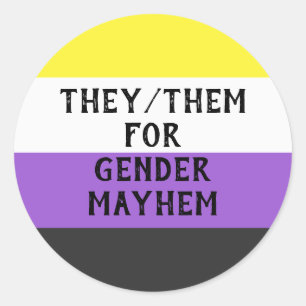 They/Them for Gender Mayhem Sticker (Enby flag)
