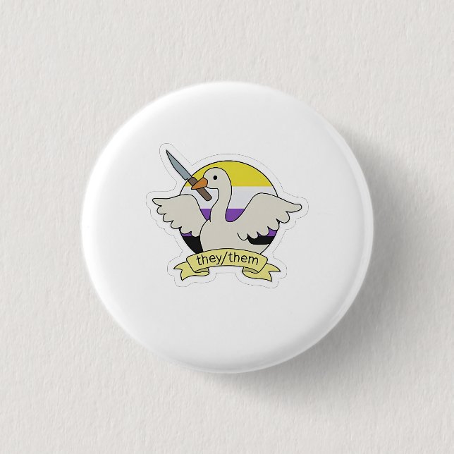 They Them Goose Non binary LGBT Pride Month  3 Cm Round Badge (Front)