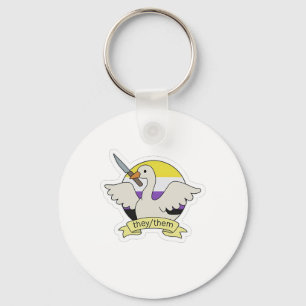 They Them Goose Non binary LGBT Pride Month  Key Ring