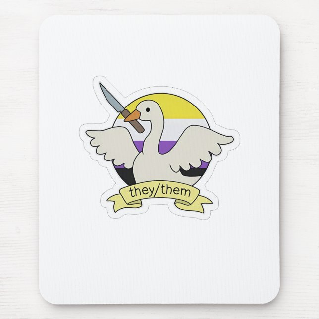 They Them Goose Non binary LGBT Pride Month  Mouse Mat (Front)