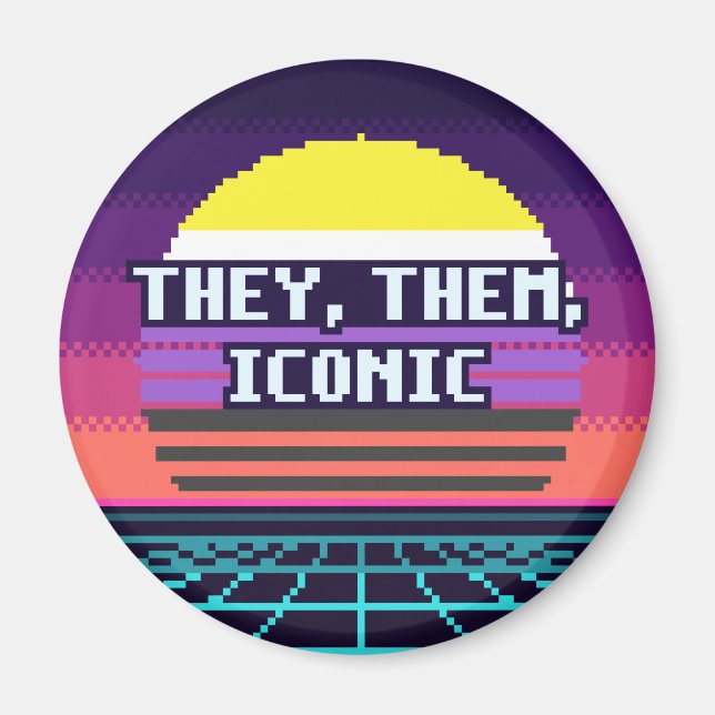 They, Them, Iconic Nonbinary Pride Pixel Magnet (Front)