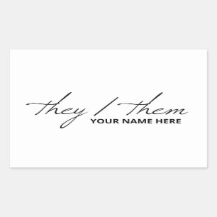 They Them in Script Font White Mug Rectangular Sticker