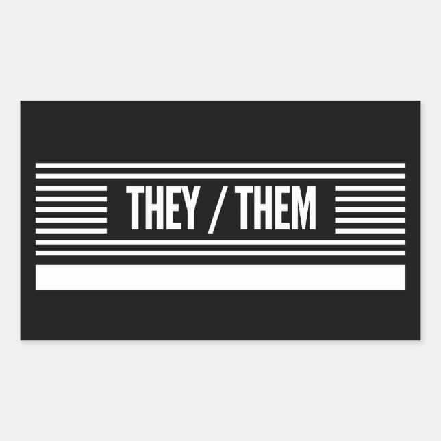 They Them in Stripes with space for writing Rectangular Sticker (Front)
