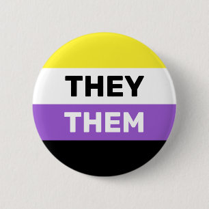 THEY/THEM Non-binary Gender Flag Colours 6 Cm Round Badge