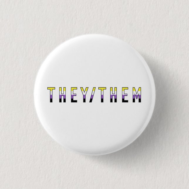 They/Them Non-Binary Pride Flag Pronouns Badge (Front)