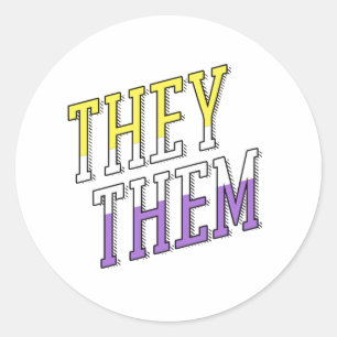 They Them Nonbinary Colours Classic Round Sticker