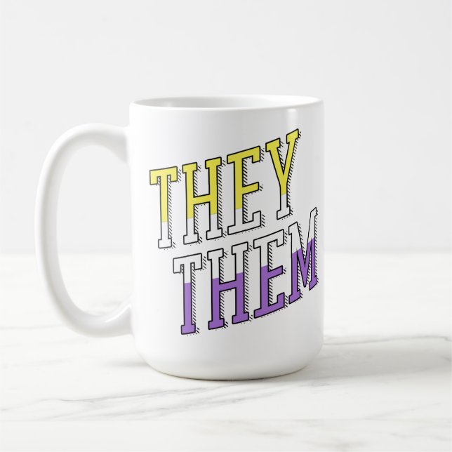 They Them Nonbinary Colours Coffee Mug (Left)