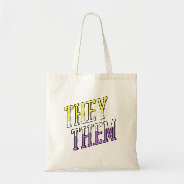 They Them Nonbinary Colours Tote Bag (Front)