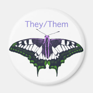 They/Them Nonbinary Pride Swallowtail Butterfly Magnet