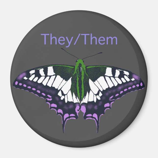 They/Them Nonbinary Pride Swallowtail Butterfly Magnet (Front)