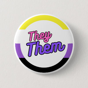 They Them Nonbinary Pronoun Flag Buttons
