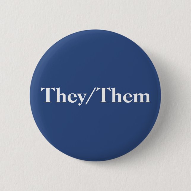 They/Them plain navy pronoun badge (Front)