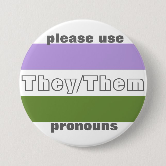 They/Them Pronoun Button Pin (Front)