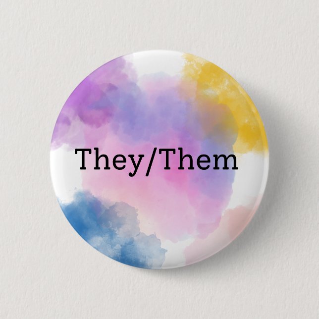They/Them Pronoun Button/Pin 6 Cm Round Badge (Front)