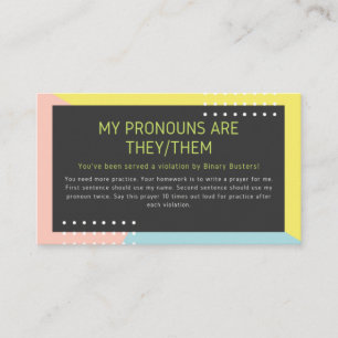 "They/Them" Pronoun Intervention (Prayer) Business Card