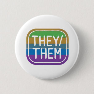 THEY/THEM Pronoun Rainbow Circle Pride 6 Cm Round Badge