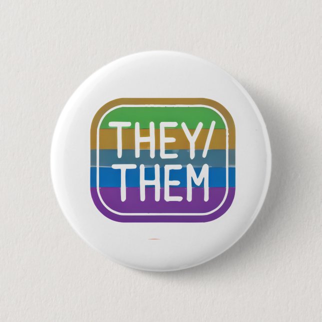 THEY/THEM Pronoun Rainbow Circle Pride 6 Cm Round Badge (Front)