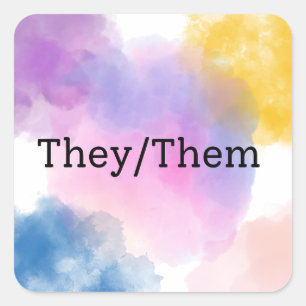 They/Them Pronoun  Square Sticker