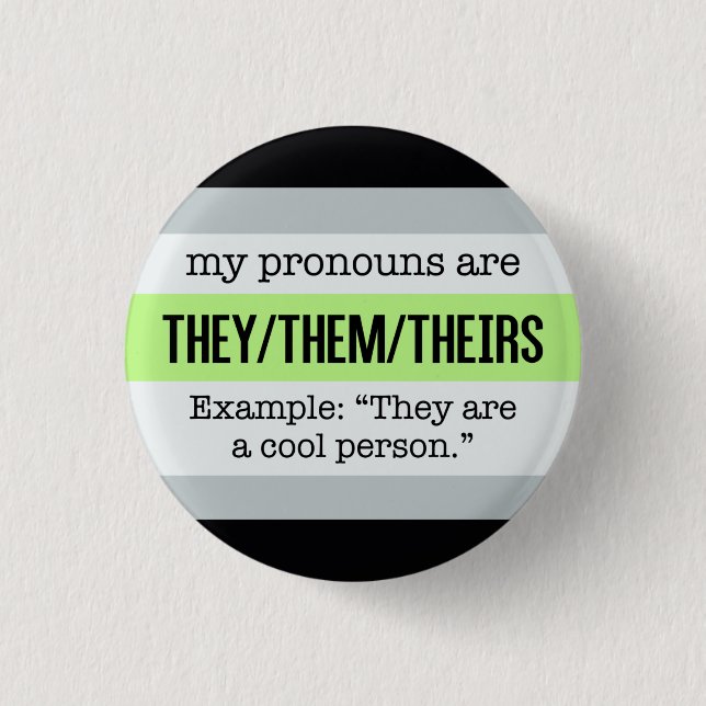 They/Them Pronouns – Agender Flag 3 Cm Round Badge (Front)