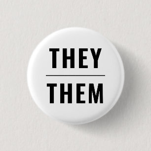 They Them Pronouns black white lgbtq gay pride 3 Cm Round Badge