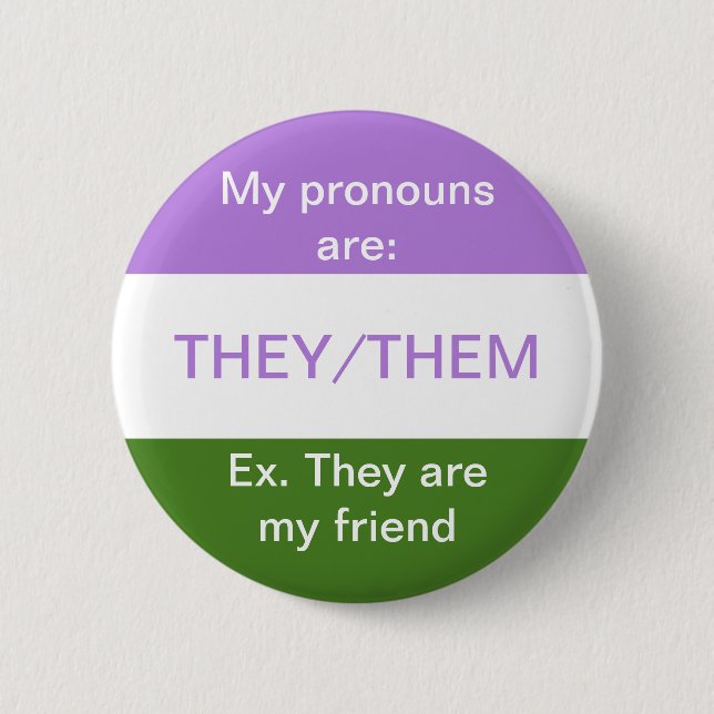 They/them pronouns button genderqueer flag (Front)